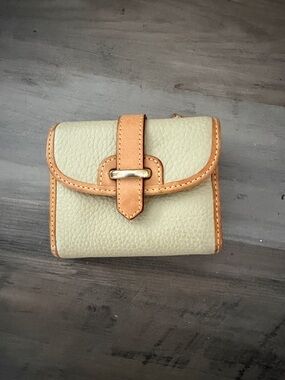 Dooney & Bourke Cream and Tan Pebbled Leather Wallet